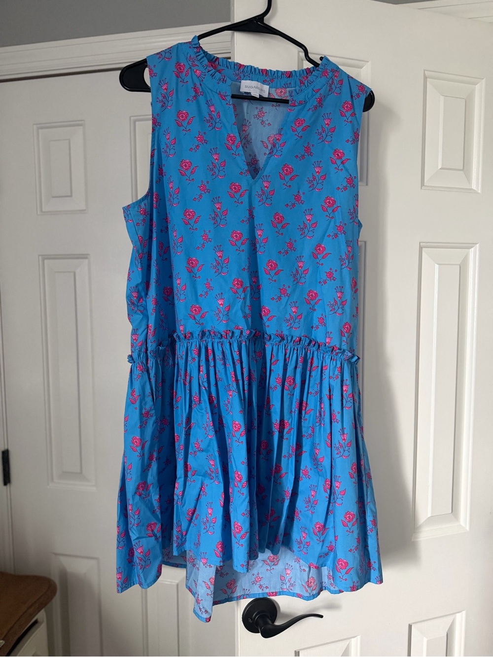 Drop Waist Blue Floral Sundress